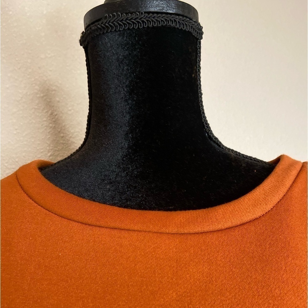 AndTheWhy~Boho Vibe Burnt Orange Sweatshirt~Fringe & Trim Detail Sleeves~Size M - Picture 5 of 14